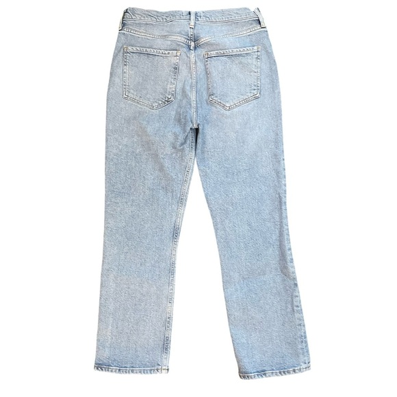 AGOLDE Riley High Rise Slim Straight Crop Light Blue Wash Denim Jean Size 28 - Picture 5 of 13